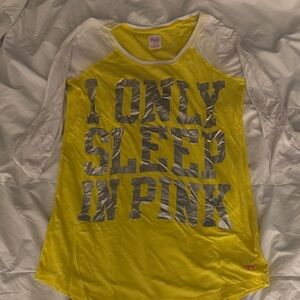Victoria's Secret Yellow Sleep Shirt with Pink Graphic